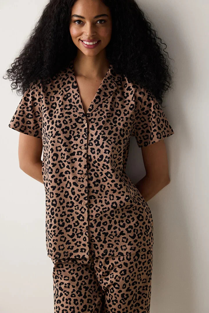Penti Tiger Shirt Pant Light Pink Pj Set