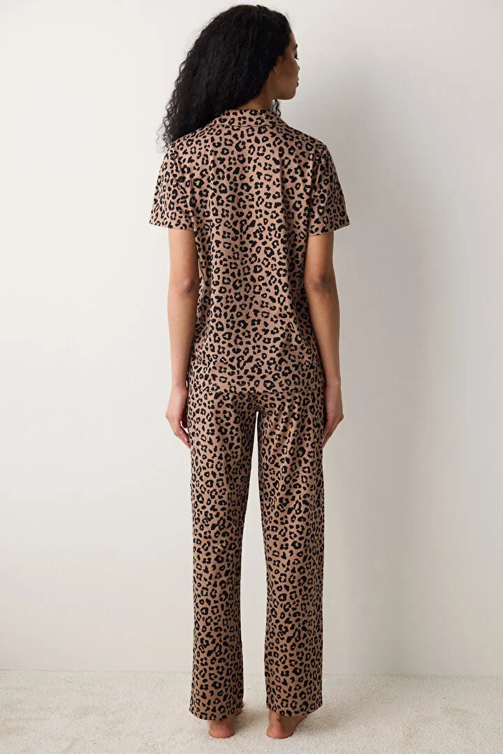 Penti Tiger Shirt Pant Light Pink Pj Set