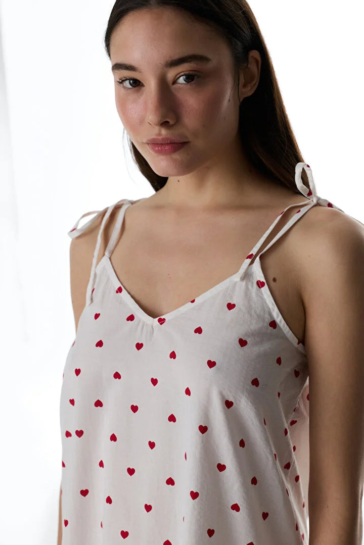 Penti Off-White Red Hearts Nightgown