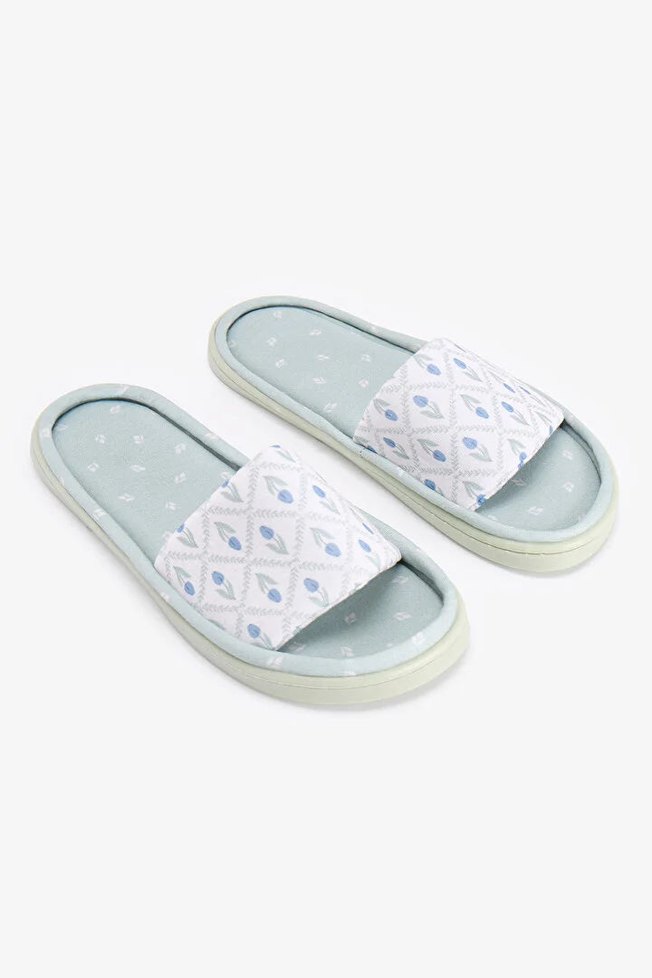 Penti Light Green Serenity Floral Slippers