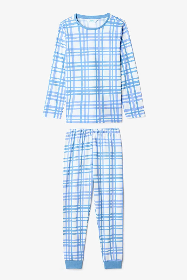 Penti Boys' Riding Cotton 2-Piece Plaid Long Sleeve Pajama Set
