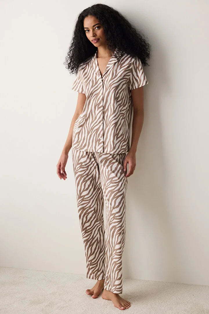 Penti Zebra Shirt Pant Multi Color Pj Set