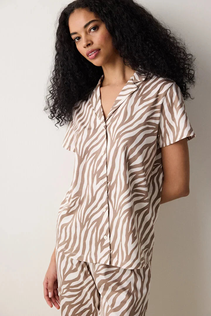 Penti Zebra Shirt Pant Multi Color Pj Set