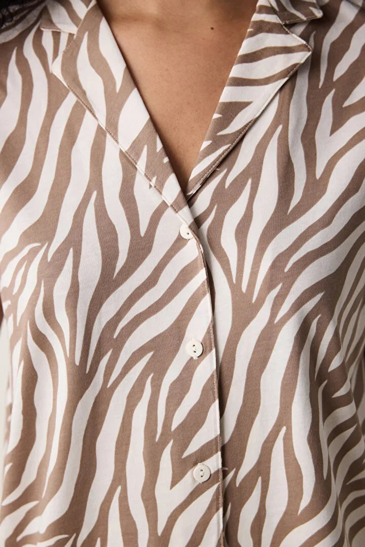 Penti Zebra Shirt Pant Multi Color Pj Set