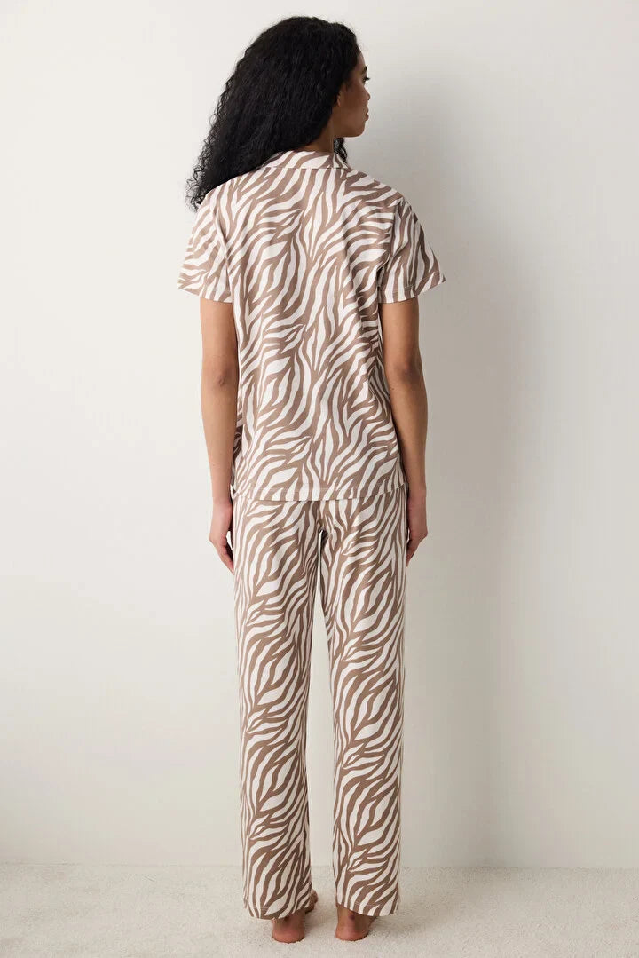 Penti Zebra Shirt Pant Multi Color Pj Set