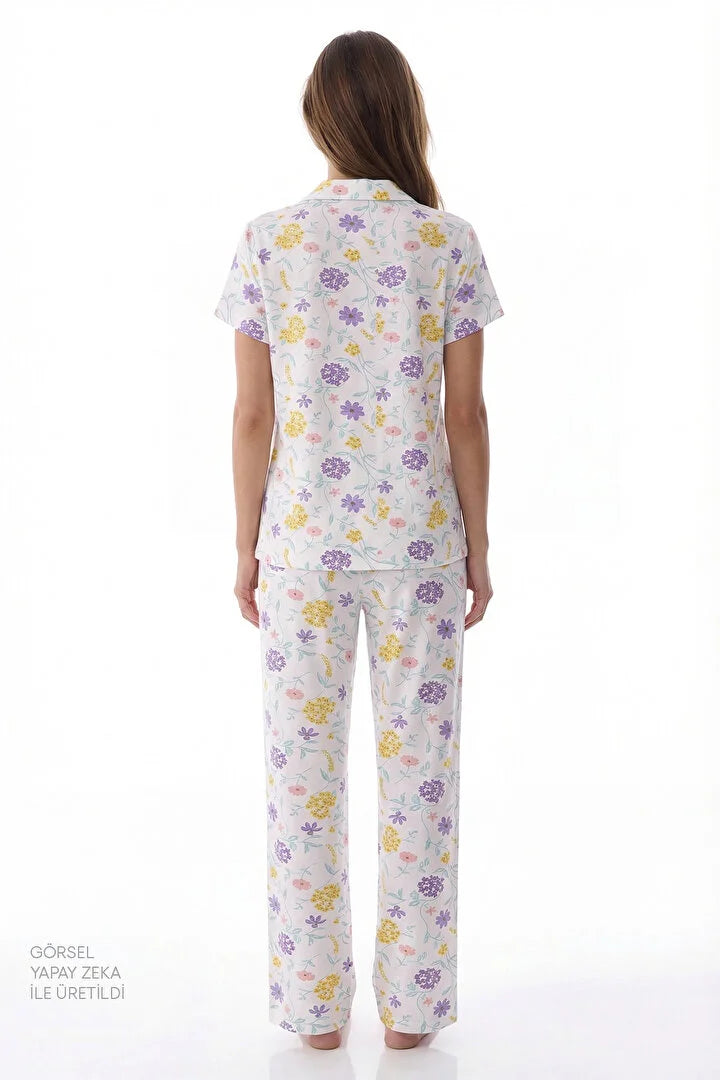 Penti Off-White Blossom Shirt & Pants Pajama Set