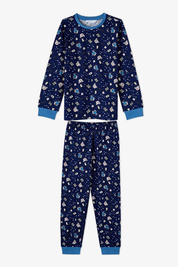 Penti Blue Story Friends Cotton Long-Sleeved 2-Piece Pajama Set