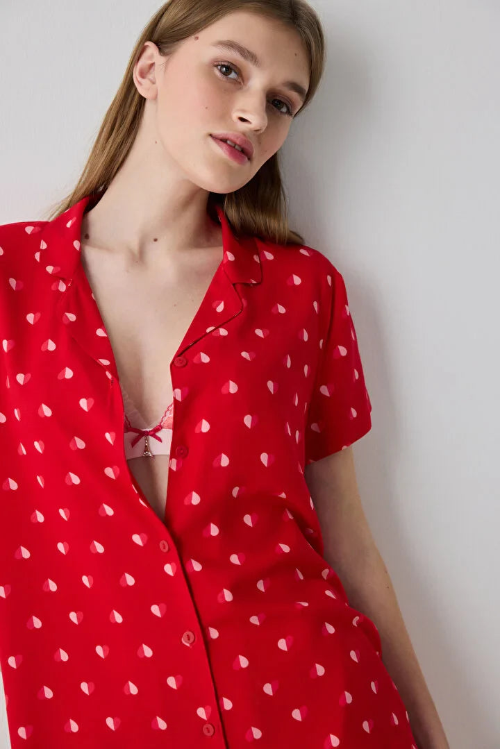 Penti Loves Paris Shirt Pant Red Pj Set