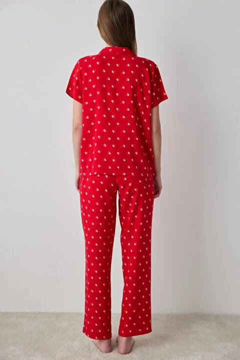 Penti Loves Paris Shirt Pant Red Pj Set
