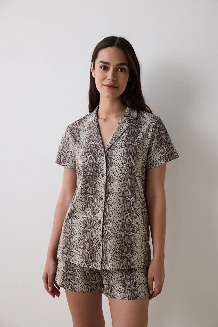 Penti Printed Shirt Shorts Pj Set