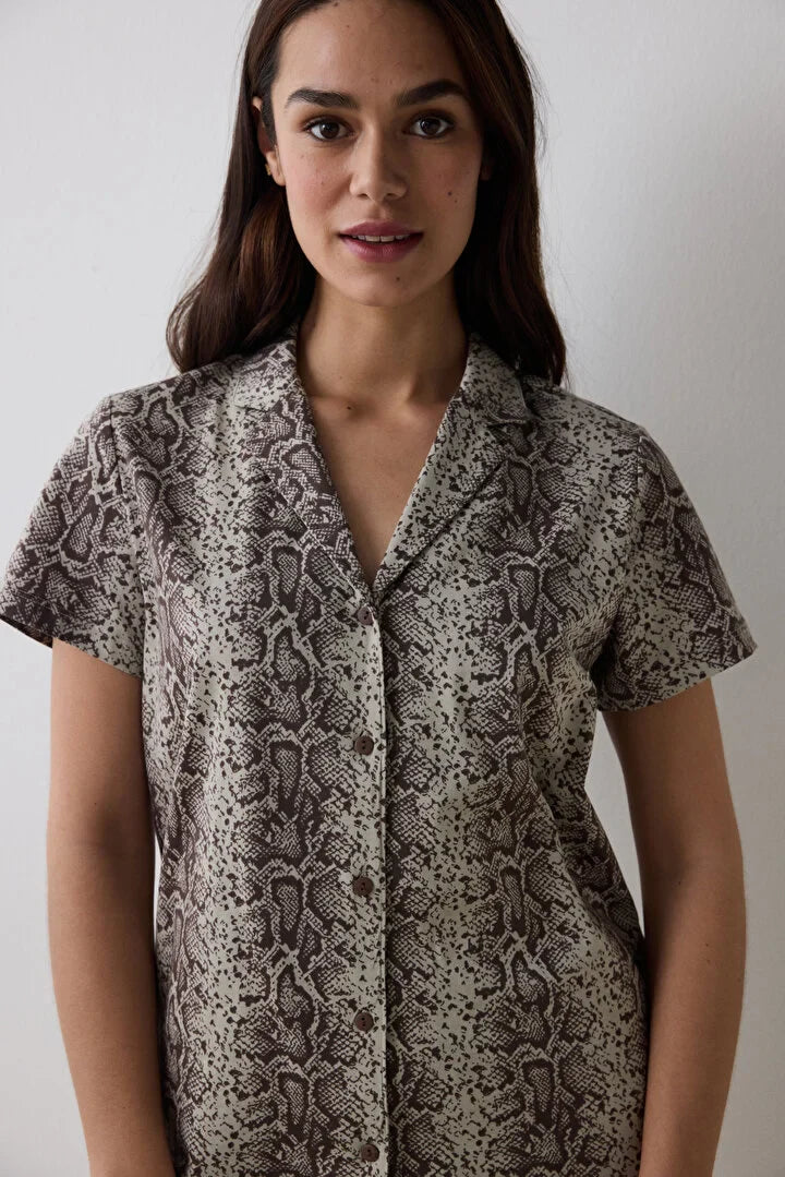 Penti Printed Shirt Shorts Pj Set