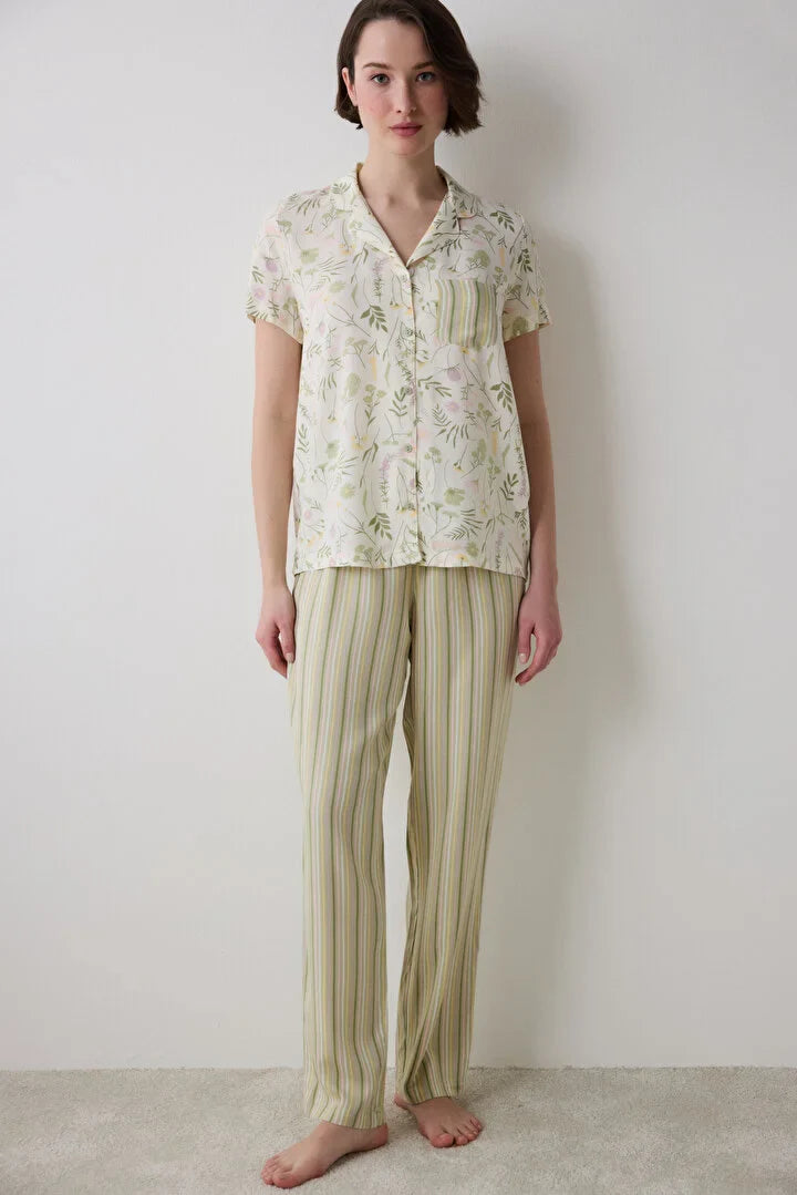 Penti Iris Shirt Pant Multi Color Pj Set