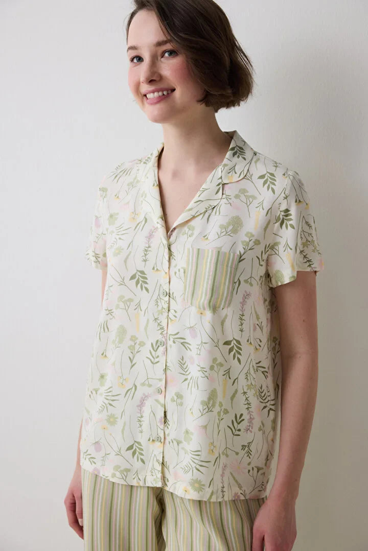 Penti Iris Shirt Pant Multi Color Pj Set