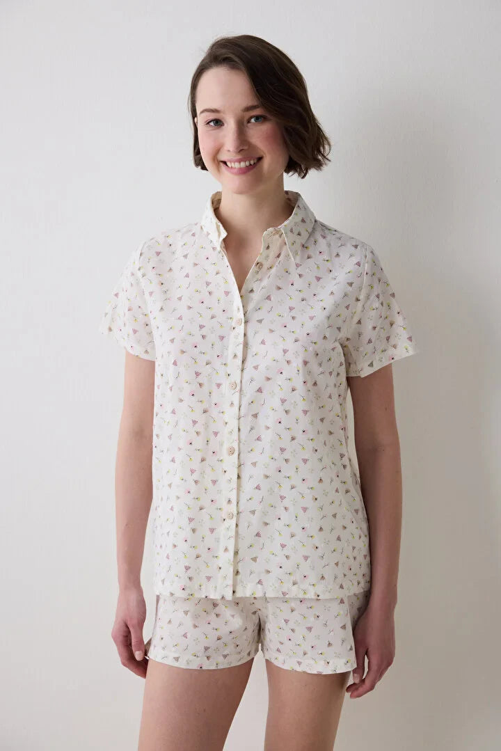 Penti Blossom Shirt Short Ecru Pj Set
