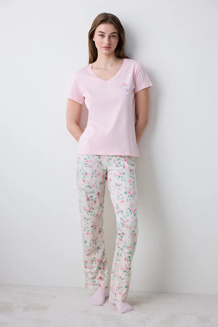 Penti Pink Roses Pant Pj Set