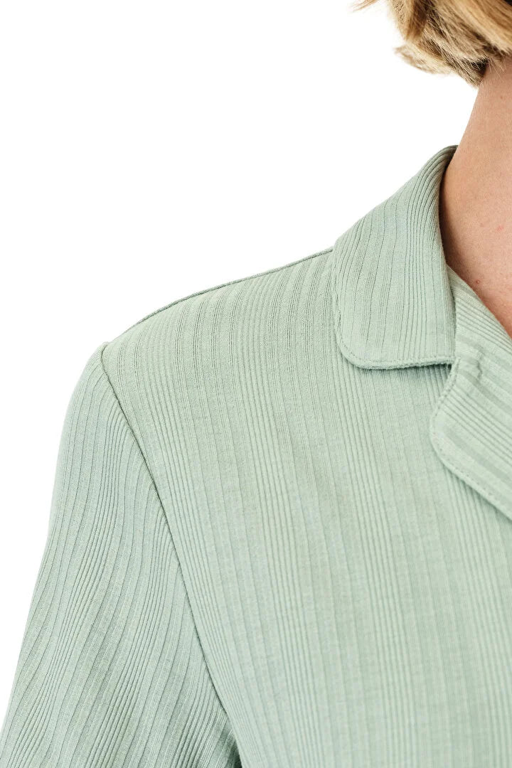 Penti Light Green Ribbed Shirt & Pants Pajama Set