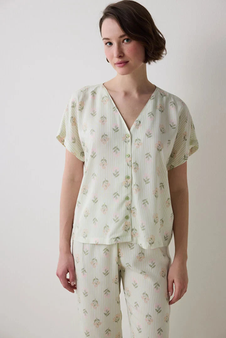 Penti Bloom Chally Shirt Pant Light Green PJ Set