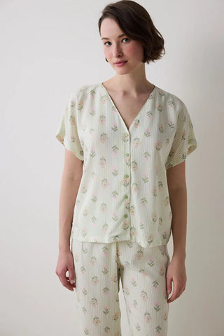Penti Bloom Chally Shirt Pant Light Green PJ Set