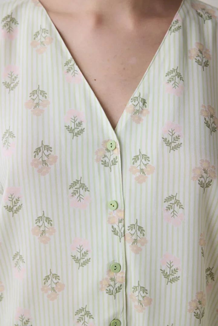 Penti Bloom Chally Shirt Pant Light Green PJ Set