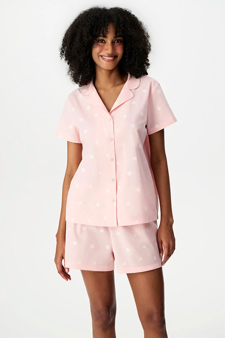 Penti Pink Floral Shirt & Shorts Pyjama Set
