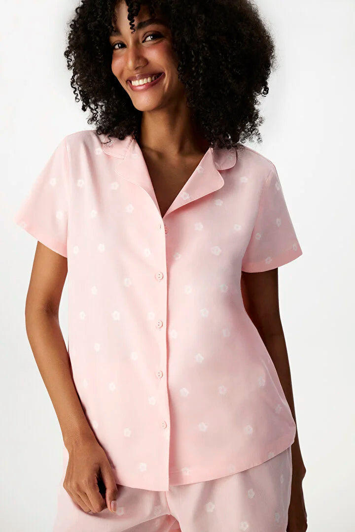 Penti Pink Floral Shirt & Shorts Pyjama Set