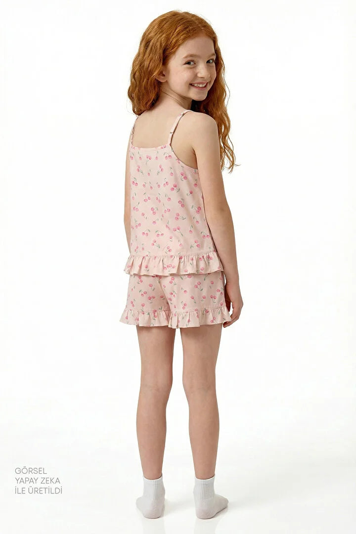 Penti Beige Girls Pinky Cherry Pyjama Set