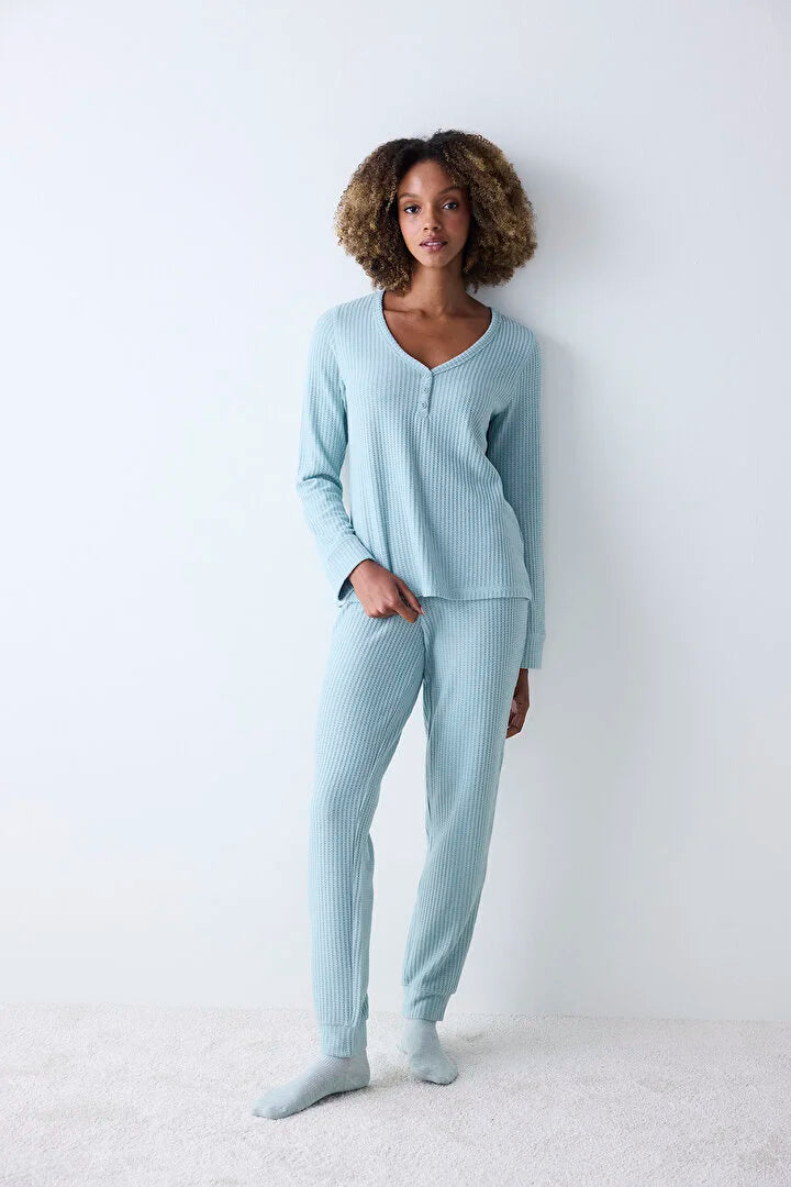 Penti Soft Light Green Pant Pyjama Set