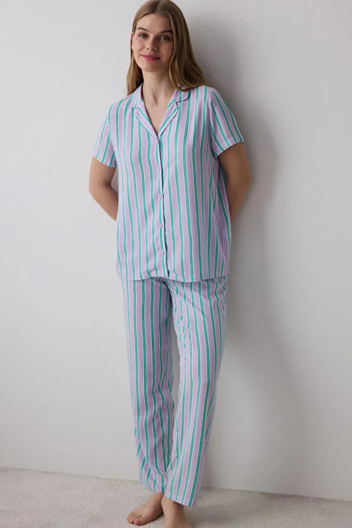 Penti Bon Vivant Shirt Pant Lilac PJ Set