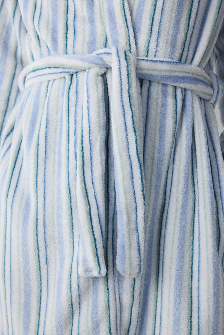 Penti Cozy Striped Light Grey Robe