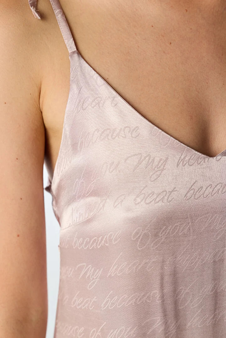 Penti Pastel Pink Dreamy Satin Slogan Print Nightgown