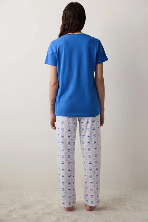 Penti Fancy Bows Pant Blue Pj Set