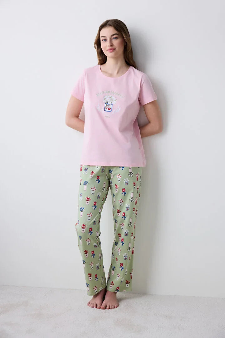 Penti Flower Market Pant Multi Color Pj Set