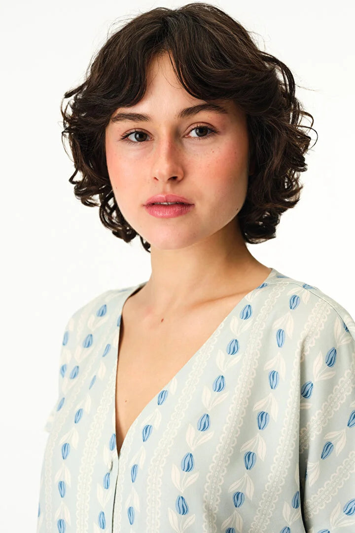 Penti Light Green Serenity Striped Shirt & Pants Pajama Set