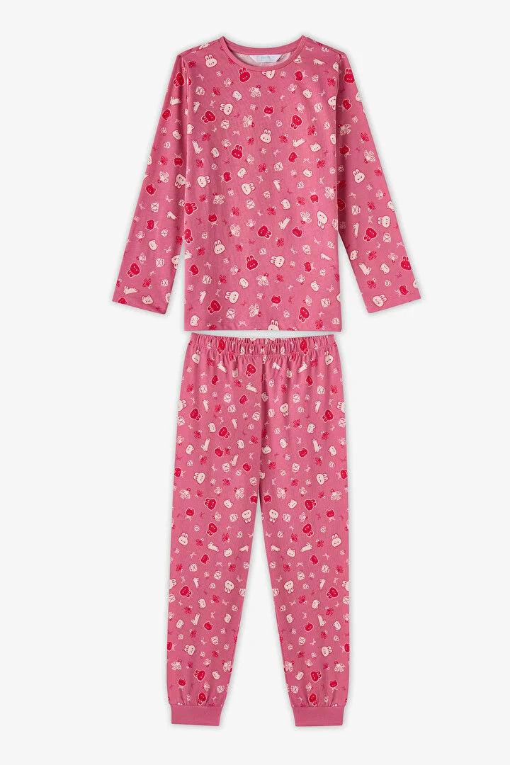 Penti Rose Pink Cotton Long-Sleeved 2-Piece Pajama Set