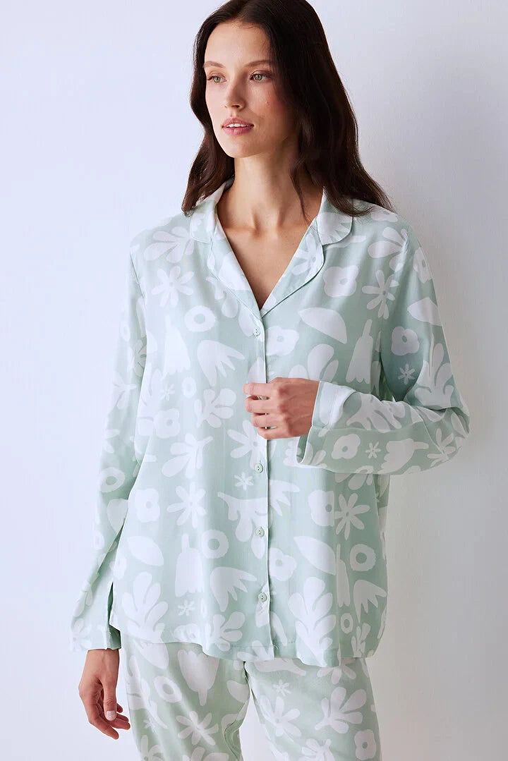 Penti Light Green Shirt Pant Pyjama Set