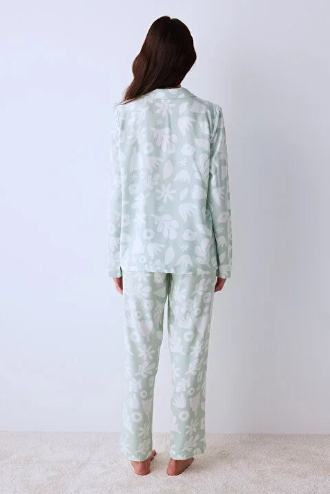 Penti Light Green Shirt Pant Pyjama Set