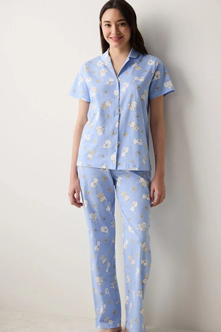 Penti Shirt Pant Light Blue Pj Set