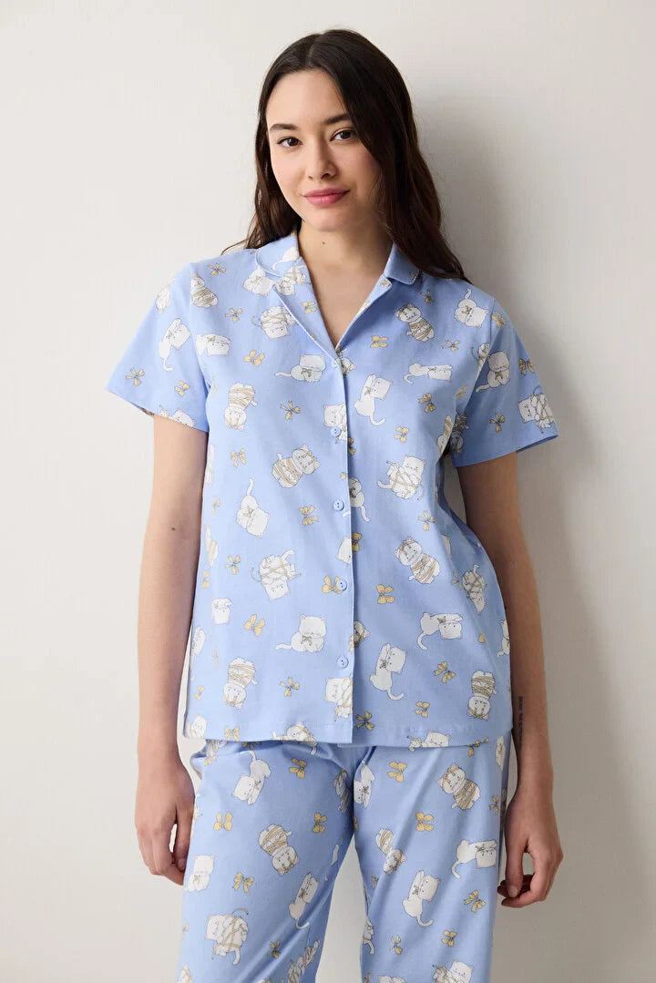 Penti Shirt Pant Light Blue Pj Set