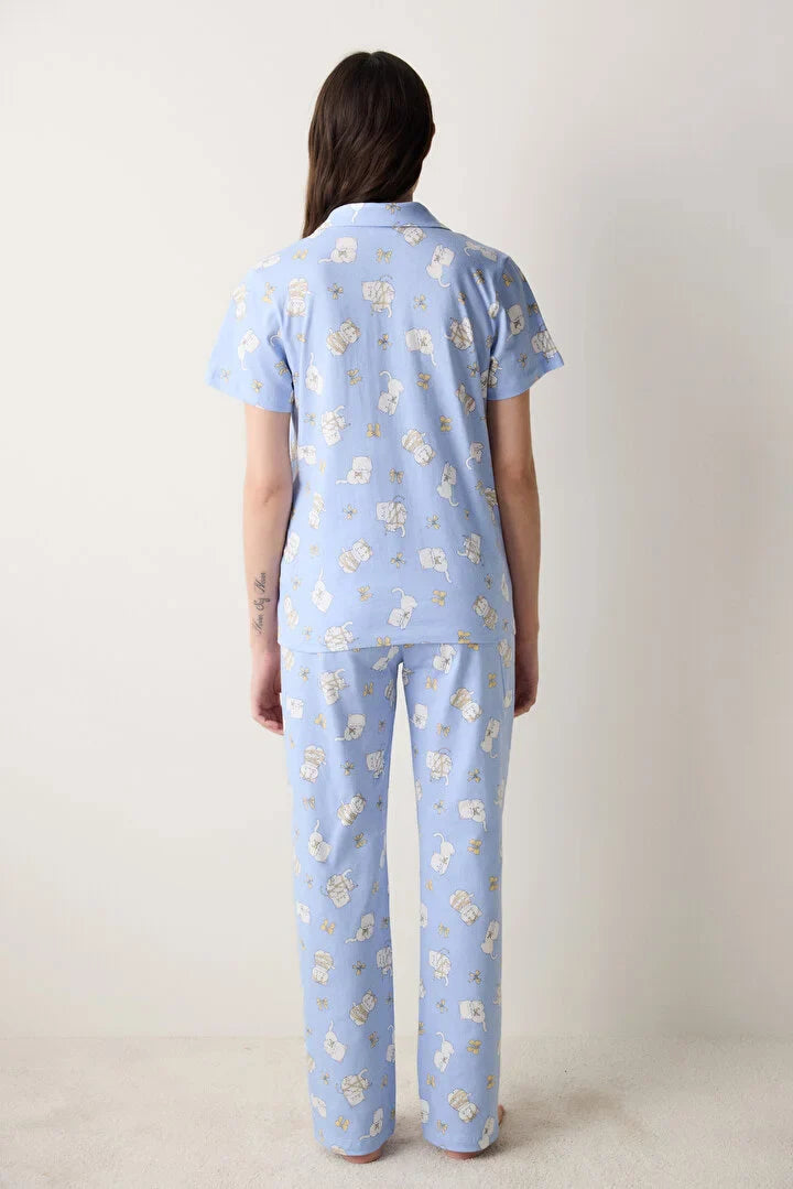 Penti Shirt Pant Light Blue Pj Set