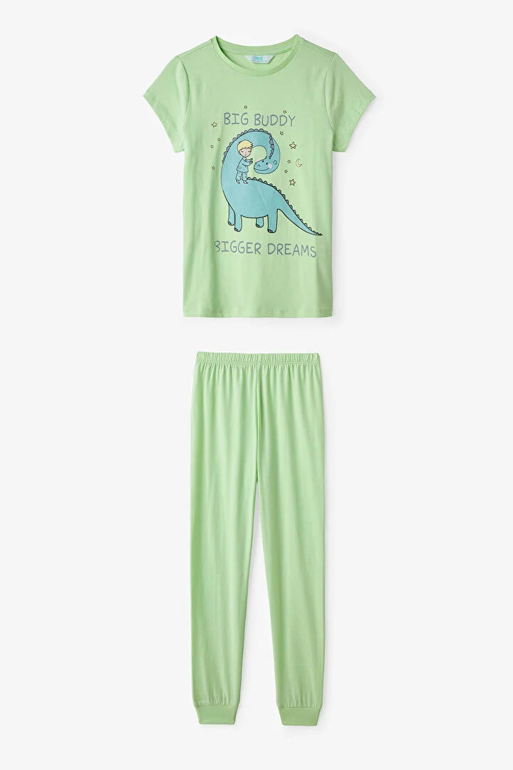 Penti Light Green Boys Sleepasaurus 2in1 Pajama Set
