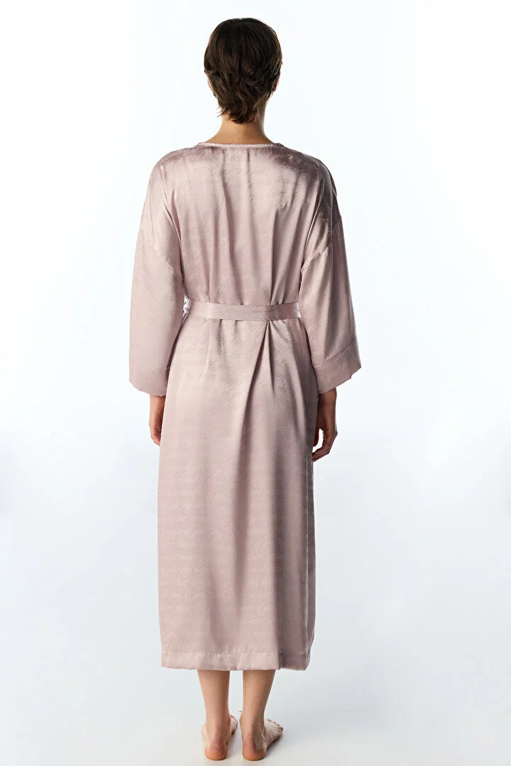 Penti Pastel Pink Dreamy Satin Slogan Print 3/4 Sleeve Robe