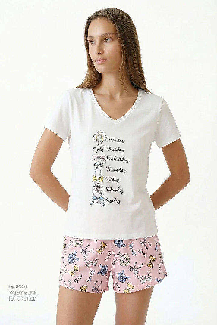 Penti Pink "Bow Of The Day" Shorts Pajama Set