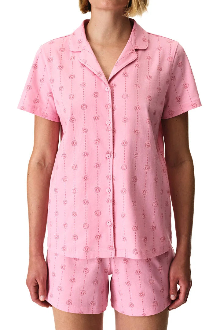 Penti Pink Pink Stardust Shirt & Shorts Pajama Set