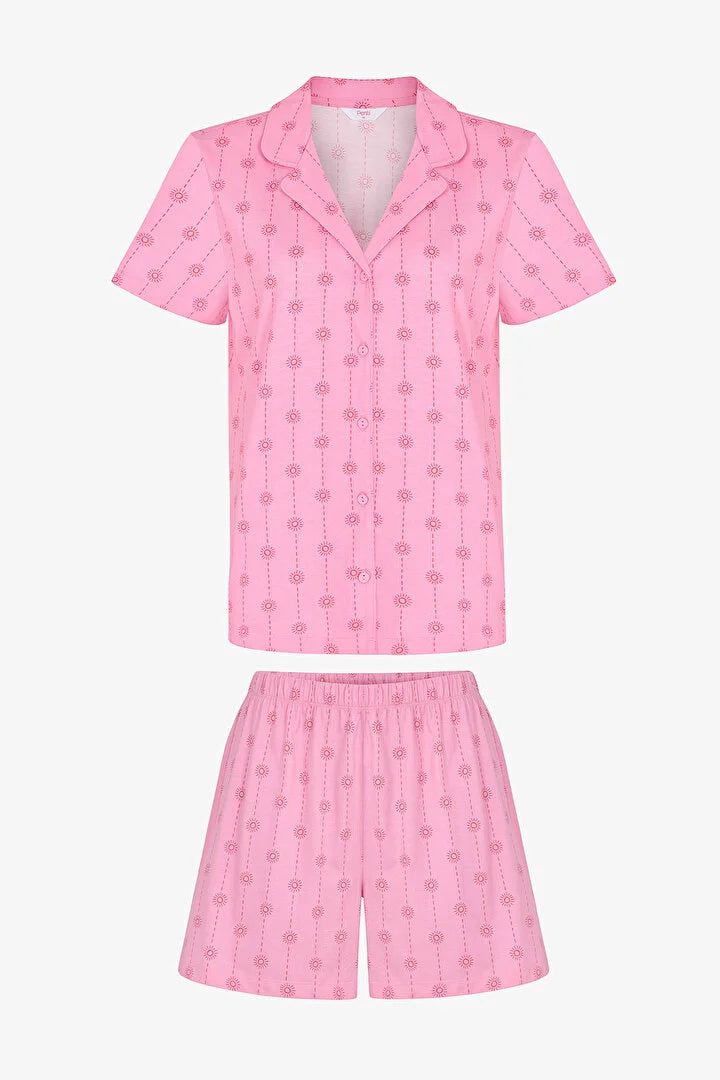 Penti Pink Pink Stardust Shirt & Shorts Pajama Set