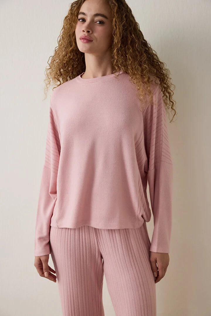 Penti Pink Crew Neck Long Sleeve Pajama Set