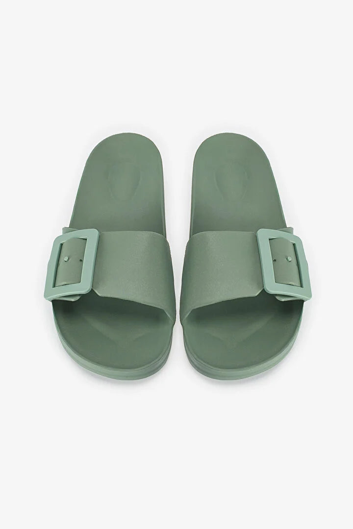 Penti Light Green Big Buckle Slipper