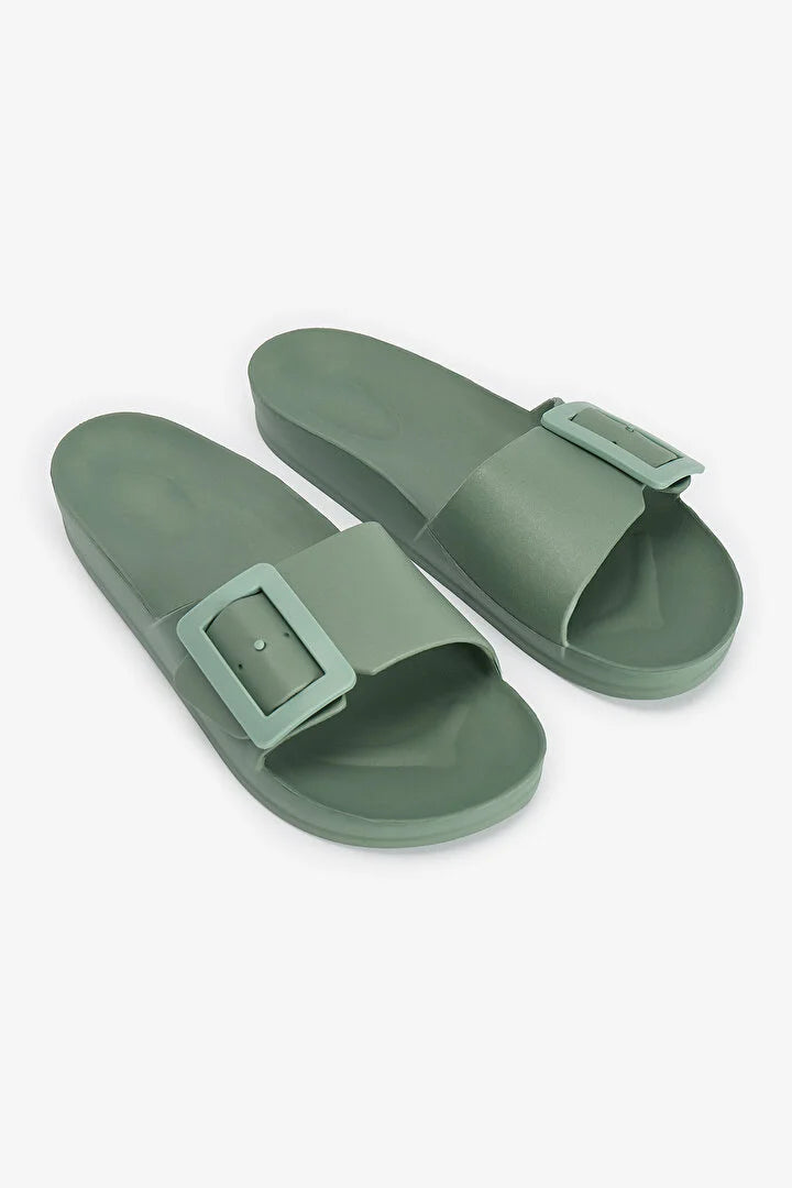 Penti Light Green Big Buckle Slipper