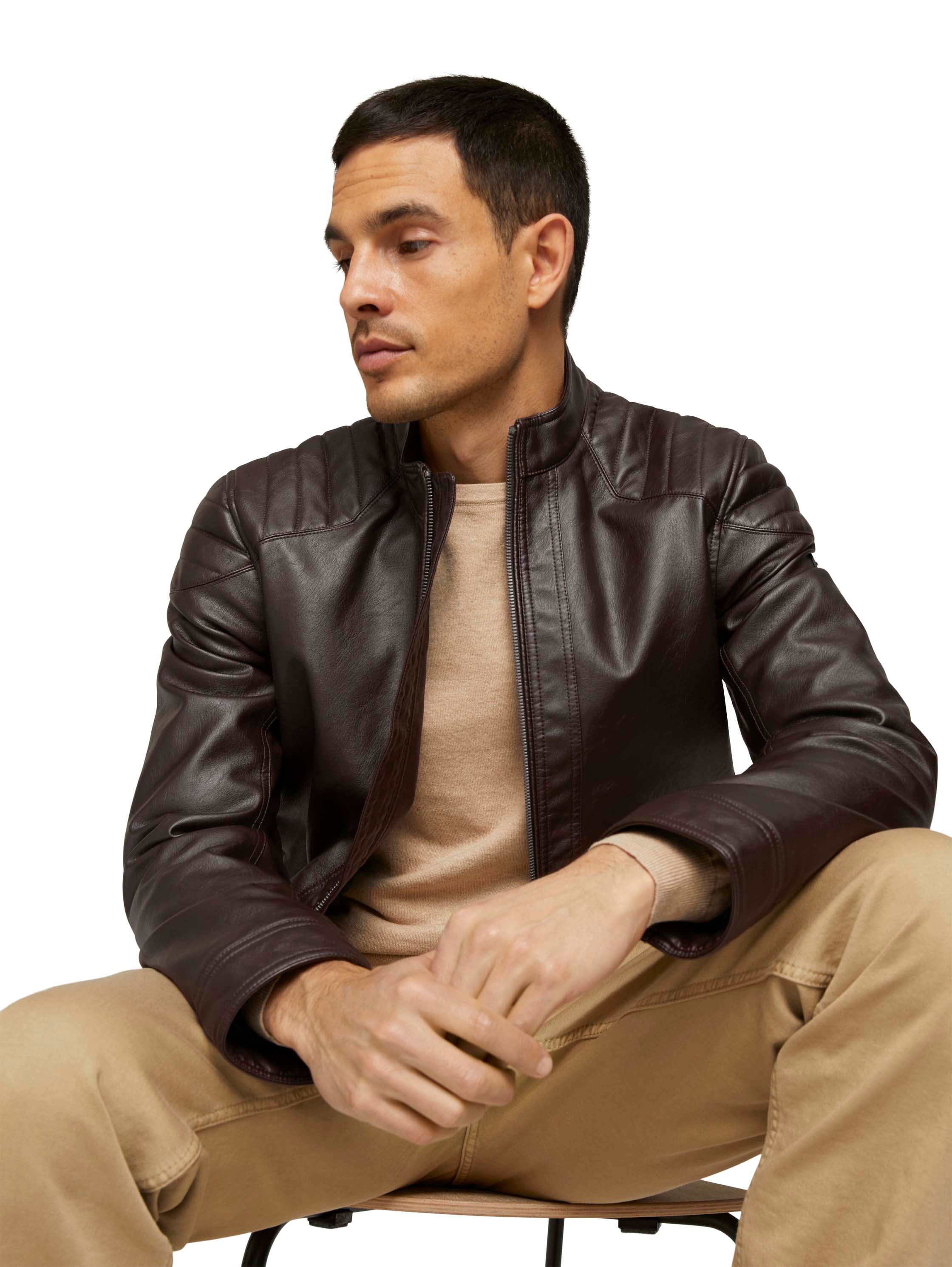 Tom Tailor Faux Leather Biker Brown Jacket