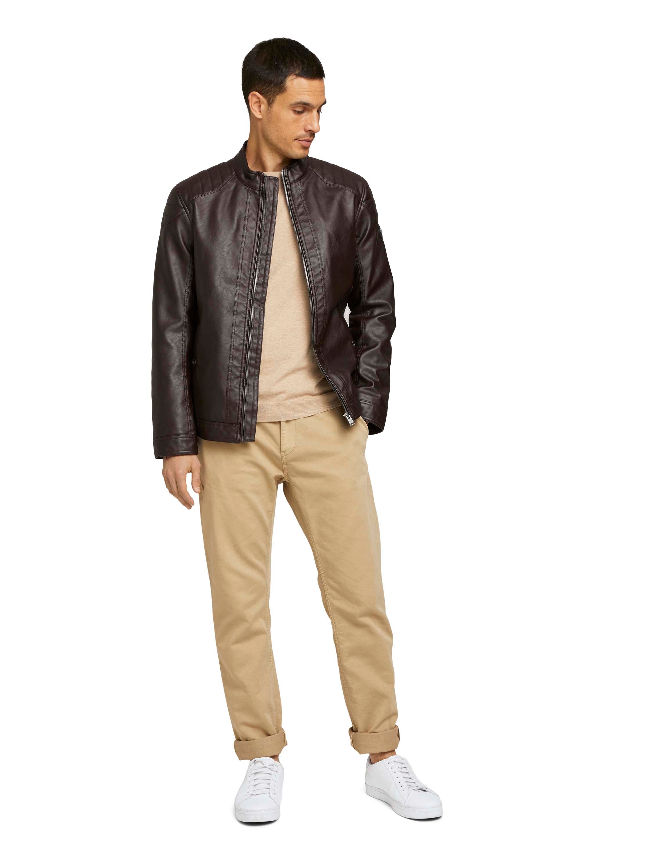 Tom Tailor Faux Leather Biker Brown Jacket