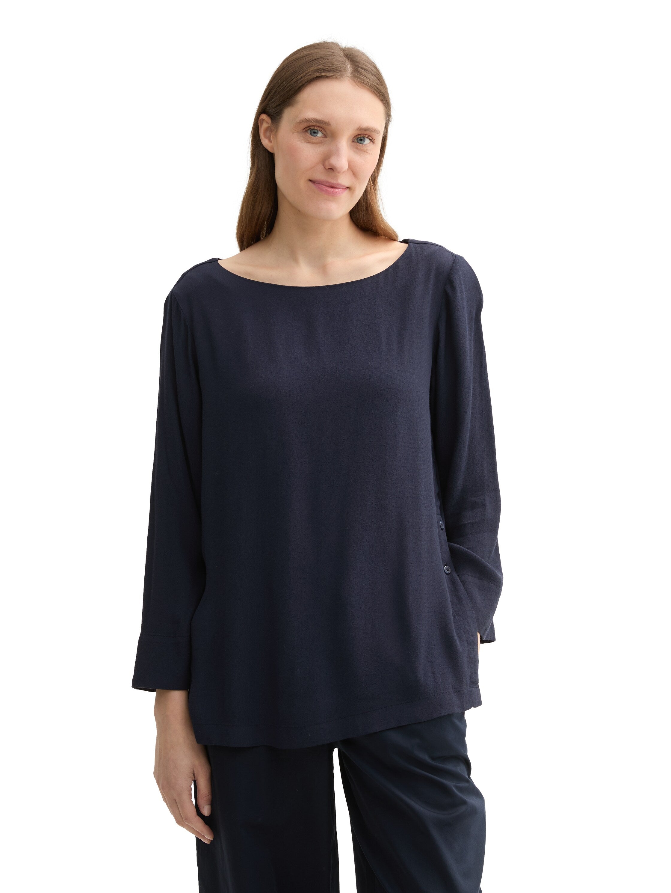 Round Neck Navy Plain Shirt